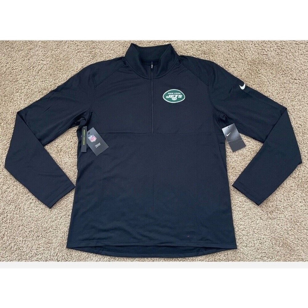 Nike New York Jets NFL 1/2 Zip Pullover Shirt Size SMALL Mens Black N025-00A